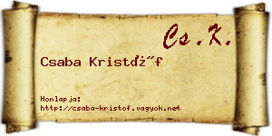 Csaba Kristóf névjegykártya