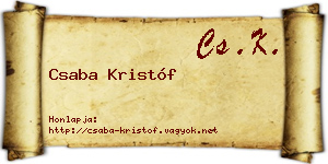 Csaba Kristóf névjegykártya